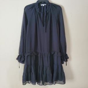 Rebecca Minkoff Sheer Mini Long Sleeve Dress Black Goth Keyhole Size Small